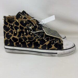 DioNiso Spiked Cheetah Print Fashion Brown Black Sneakers Women’s Size 10